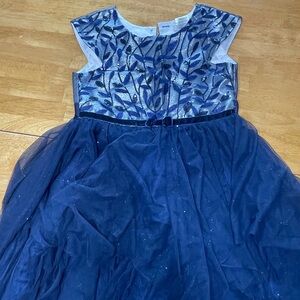 Jona Michelle Navy Blue Leaf Pattern Dress